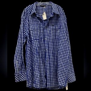 Nwt Rocawear Mens Blue Plaid Long Sleeve Collared Button Up Shirt Size 4X